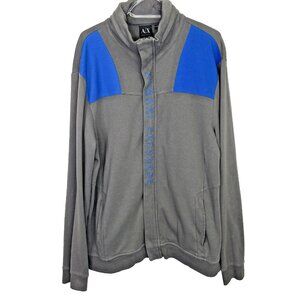 Armani Exchange Jacket Mens Size XL Full Zip Hooded Sweatshirt Gray Hidden Hood